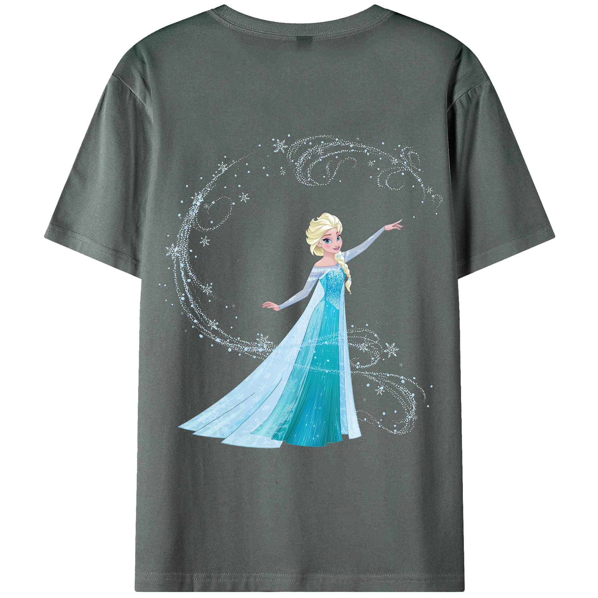 （画像用） アナと雪の女王 アンナ エルサ Frozen Anna Elsa 綿100％ メンズ半袖Tシャツ（バックプリント） 通気性